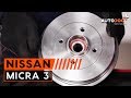 Cómo cambiar tambores de frenos y cojinetes de las ruedas trasero NISSAN MICRA 3 INSTRUCCIÓN