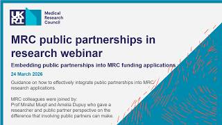 Embedding public partnerships in MRC funding applications - March 2026