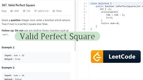 367. Valid Perfect Square  || LeetCode Problem Solution  in java