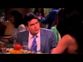 Two and a half men - Charlie and Mia in restaurant