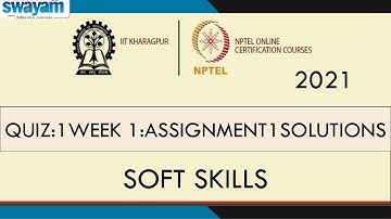 NPTEL SWAYAM|| SOFT SKILLS||WEEK 1 Assignment Solution