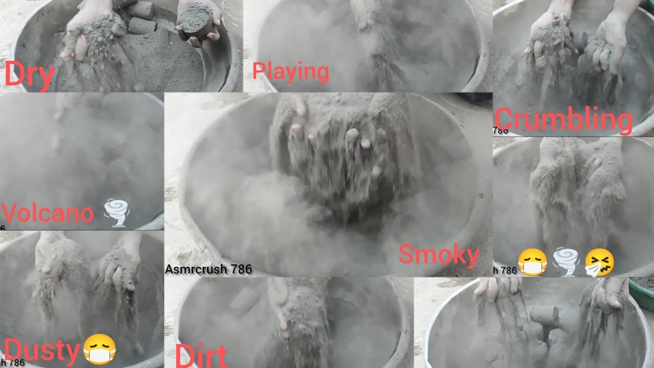 asmr dust volcano🌪️black sand cement dusty crumbling 🤤soft&dusty smoky ...