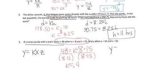 Algebra 2, 9.1 Variation