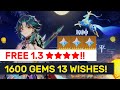 1.3 Patch Live Stream! Select Your FREE ★★★★! 13 Free Wishes & 1600+ Gems! | Genshin Impact