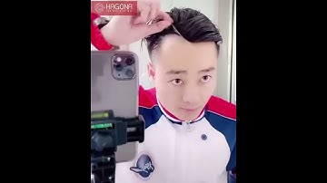 Tóc giả dán mái hói chữ M nam cao cấp làm bằng 100% tóc thật - Tóc giả Hagona