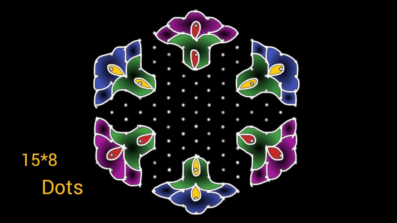 15*8 dots  big beautiful rangoli design/ Sankranthi muggulu/ Diwali latest kolam/ new year kolam