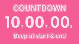 10-Hour Countdown Timer | Beep Start & End | Electric Pink Power | 4K