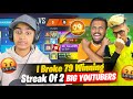 First time broke 79 winning streak  2 v badge youtuber vs aditech      free fire max