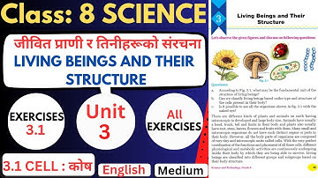 Class 8 Science Chapter 3 Living Beings & Their Structure | Science Unit 3 English Medium Exercises