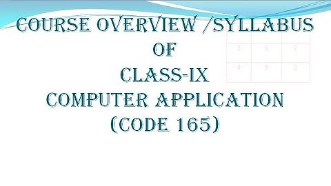 Class 9 Computer Application Code 165  Course Overview