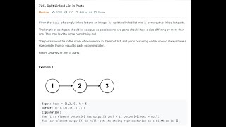 725. Split Linked List in Parts LeetCode September 2023 Daily challenge