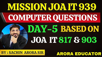 JOA IT 939 Exam | JOA IT 939 Computer Questions | JOA IT 939 Classes | JOA IT Preparation | Day-5 |