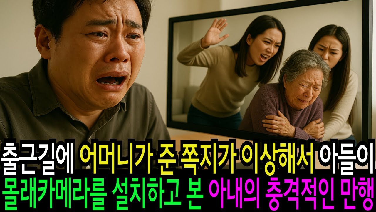Outline Video 출근길에 어머니가 준 쪽지가 이상해서 아들이 몰래카메라를 설치하고 본 아내의 충격적인 만행 감동 실화 사연