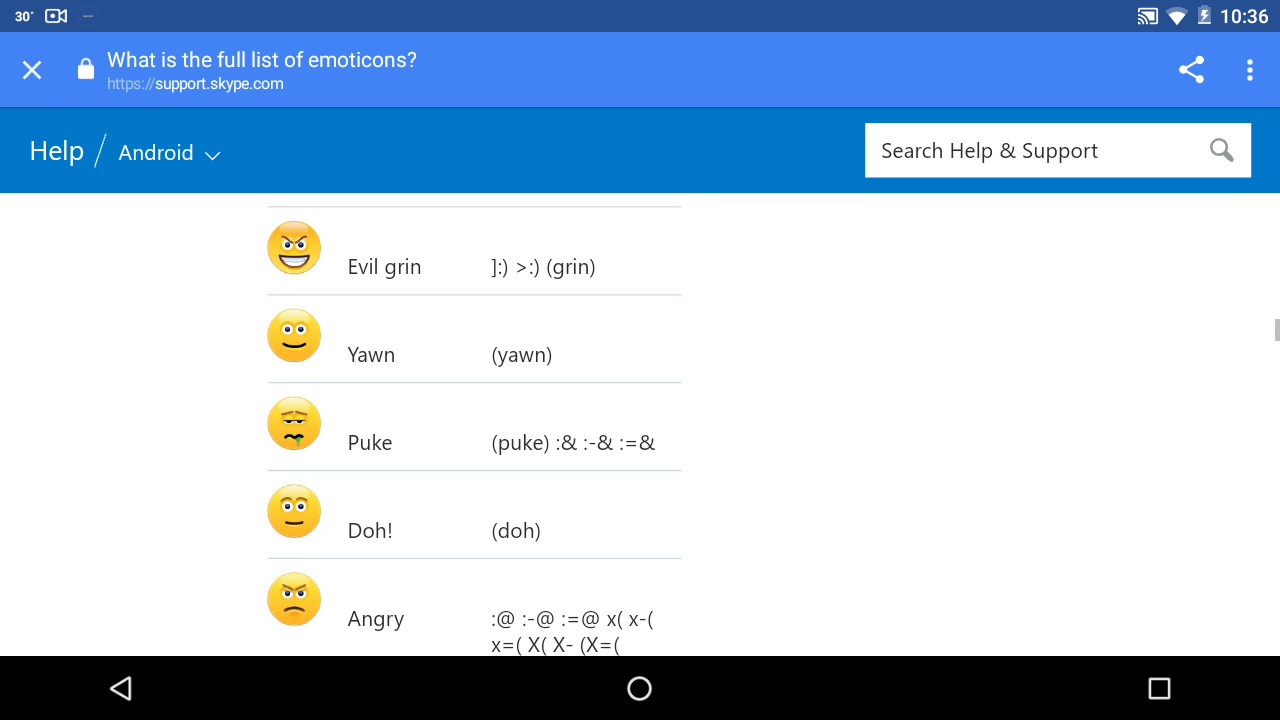 full list of skype emojis