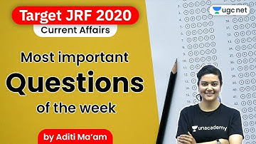 Current Affairs 2020 | UGC NET Current Affairs Weekly Questions | Aditi Sharma