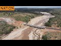 Aerial footage of the ongoing construction of Thwake dam