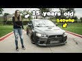 Little sister drives my 540whp WIDEBODY EVO X!