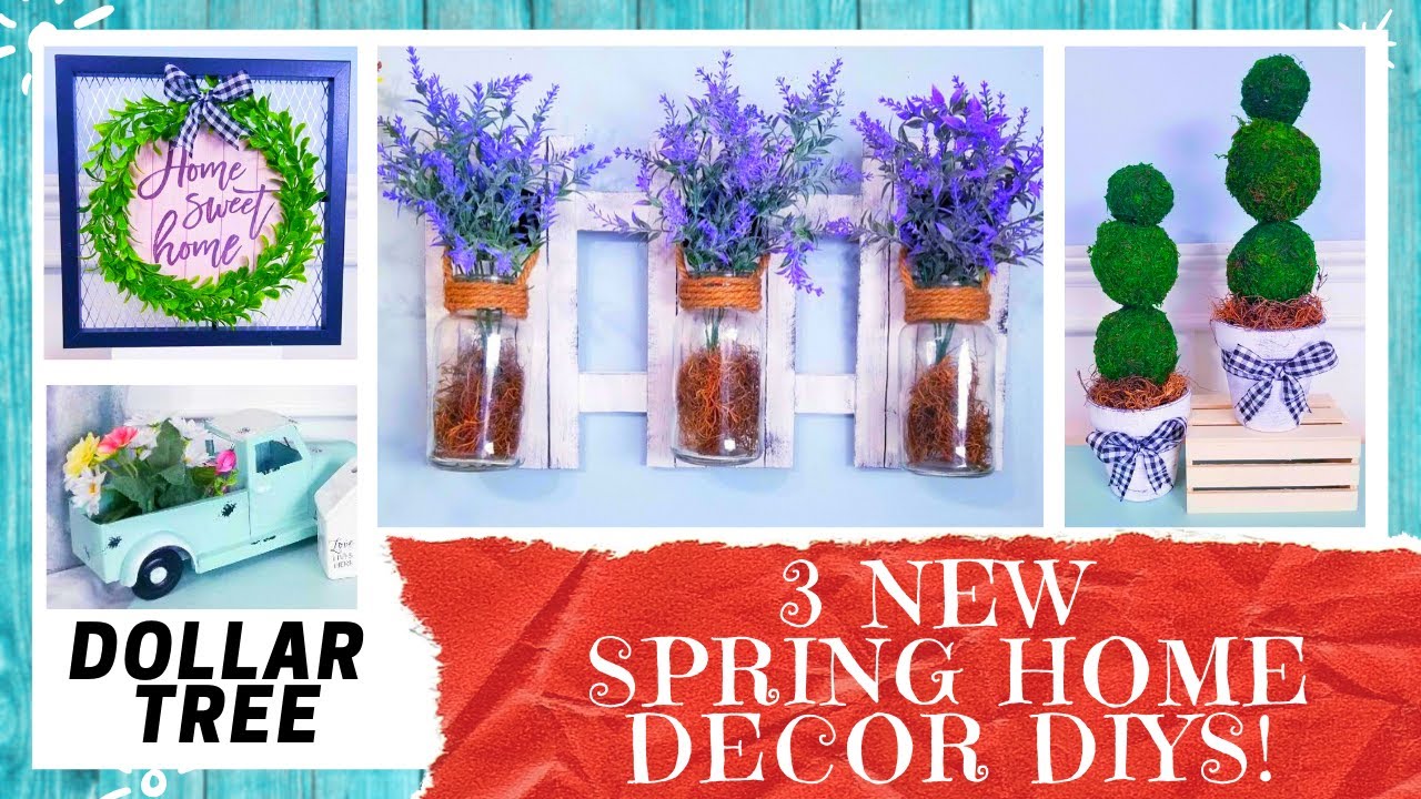 3 DOLLAR TREE HOME DECOR DIY CRAFTS | Spring Topiary | Wood Jar Wall ...