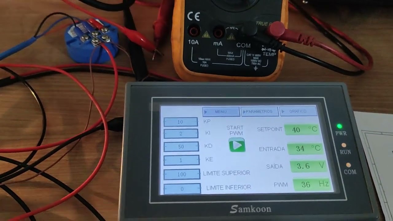 CONTROLE PID REPRESENTADO POR UMA LÂMPADA, UTILIZANDO CLP FX3U-24MT + IHM SAMKOON