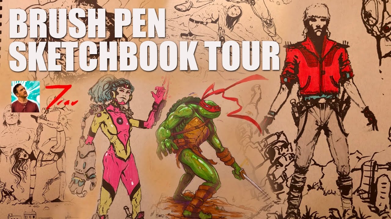 Brush Pen Sketchbook Tour - YouTube