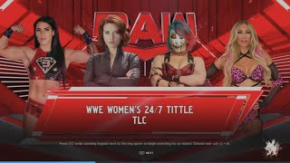 WWE 2K24 Black Widow VS Tessa, Asuka, Carmella Fatal 4-Way TLC Match WWE Women's 24/7 Tittle