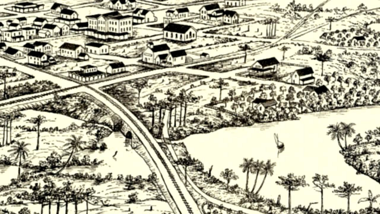 Longwood Florida 1885 Panoramic Bird's Eye View Map 6507