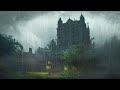 Living in a medieval castle dark academia ambience with rain sounds