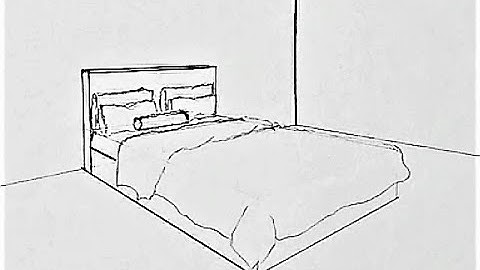 How to draw a bed in two point perspective, timelapse