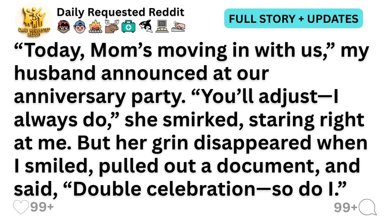 “Today, Mom’s moving in with us,” my husband announced at our anniversary party. “You’ll adjust—I...