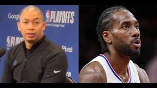 Ty Lue speaks on Kawhi Leonard being out for game 4 against the Dallas Mavericks knee injury!!