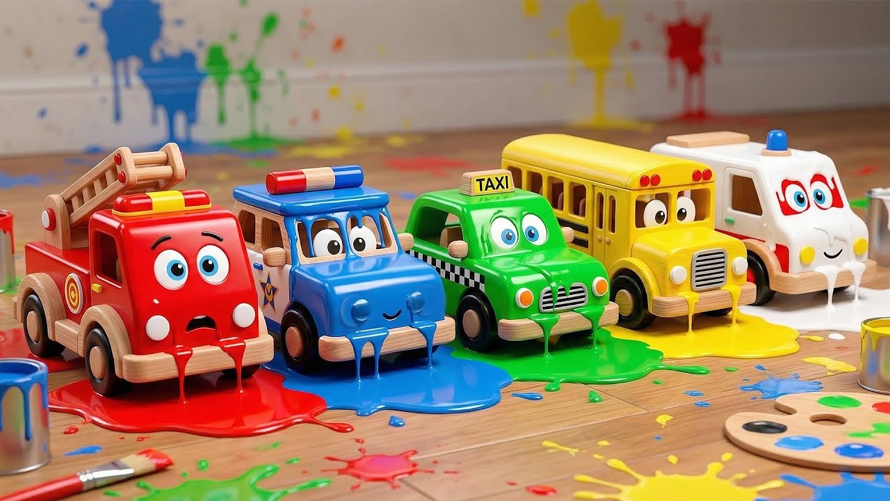 Paint Party Cars Song  Learn Colors & Vehicles  Nursery Rhymes for Kids