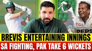 Brevis's entertaining innings, But PAK on top , need 4 wickets more, SA need 140 runs