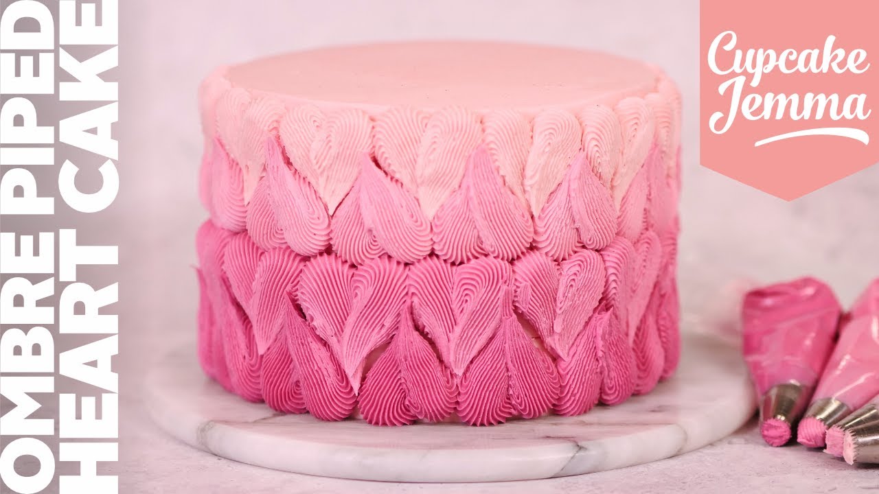 Beautiful Valentines Ombre Heart Cake Tutorial | Cupcake Jemma Channel | CupcakeJemma