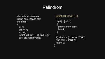 Palindrom - omówienie zadania