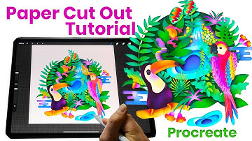 Cut paper effect in Procreate iPad Jungle illustration Tutorial Step by Step Free Brushes Pack