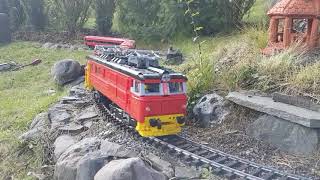LEGO GARDEN TRAIN NSB El14 locomotive with B7 cars. Märklin gauge one tracks. 1:32
