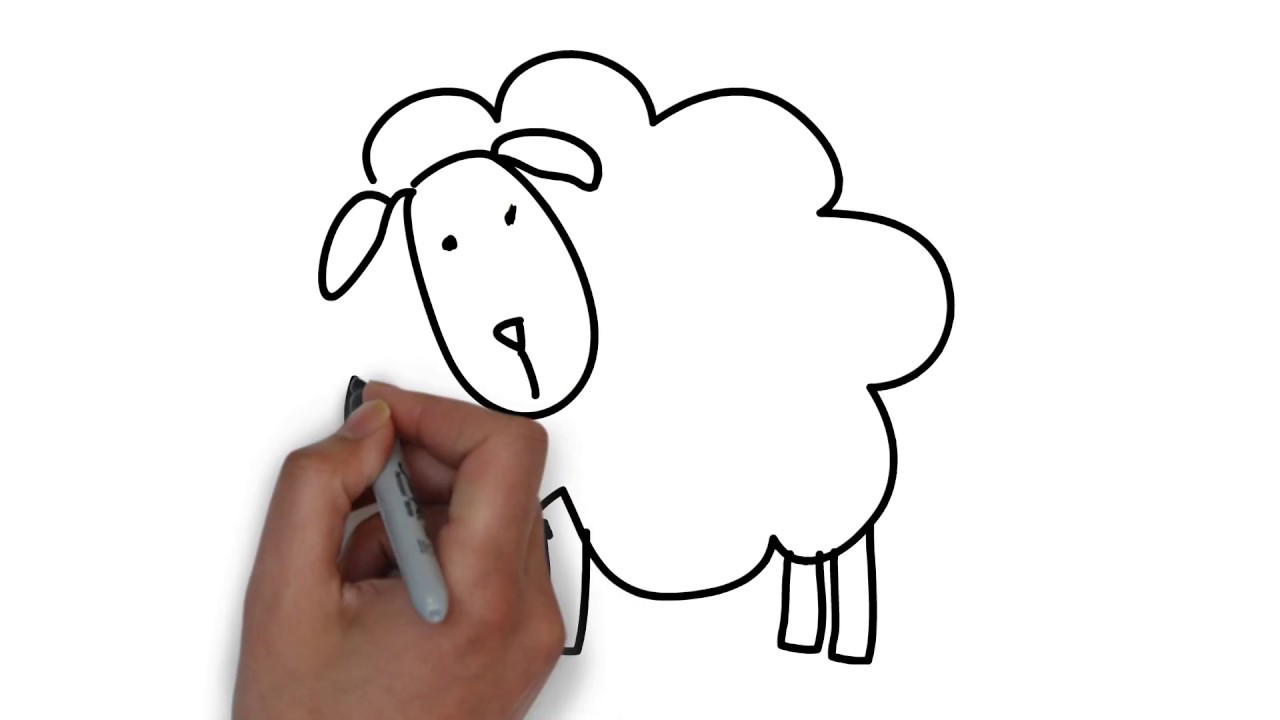 تعليم الرسم للاطفال - رسم خروف خطوة بخطوة للمبتدئين - How to Draw a sheep