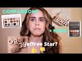 Comparisons of the Jeffree Star Orgy palette with Colourpop, Natasha Denona and Viseart palettes