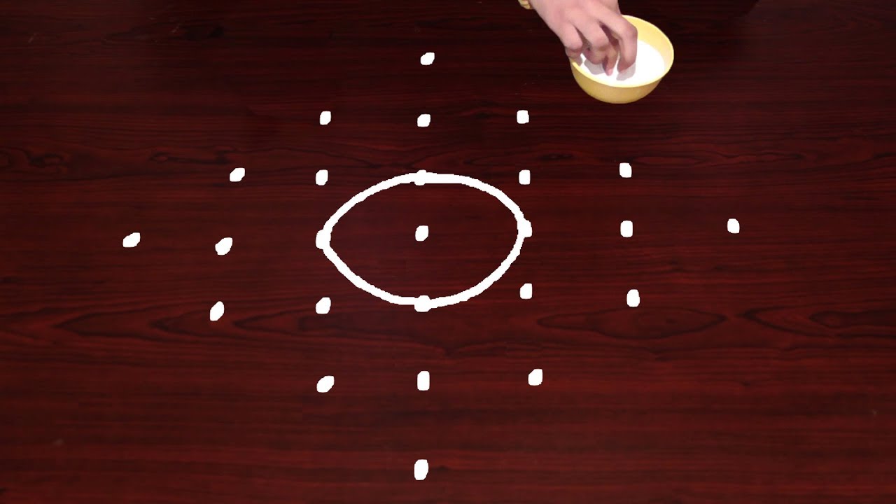 Morning Rangoli Design With Gobbemmalu+Flower Petals 7X1 Dots Muggulu For Home Daily Simple Rangoli