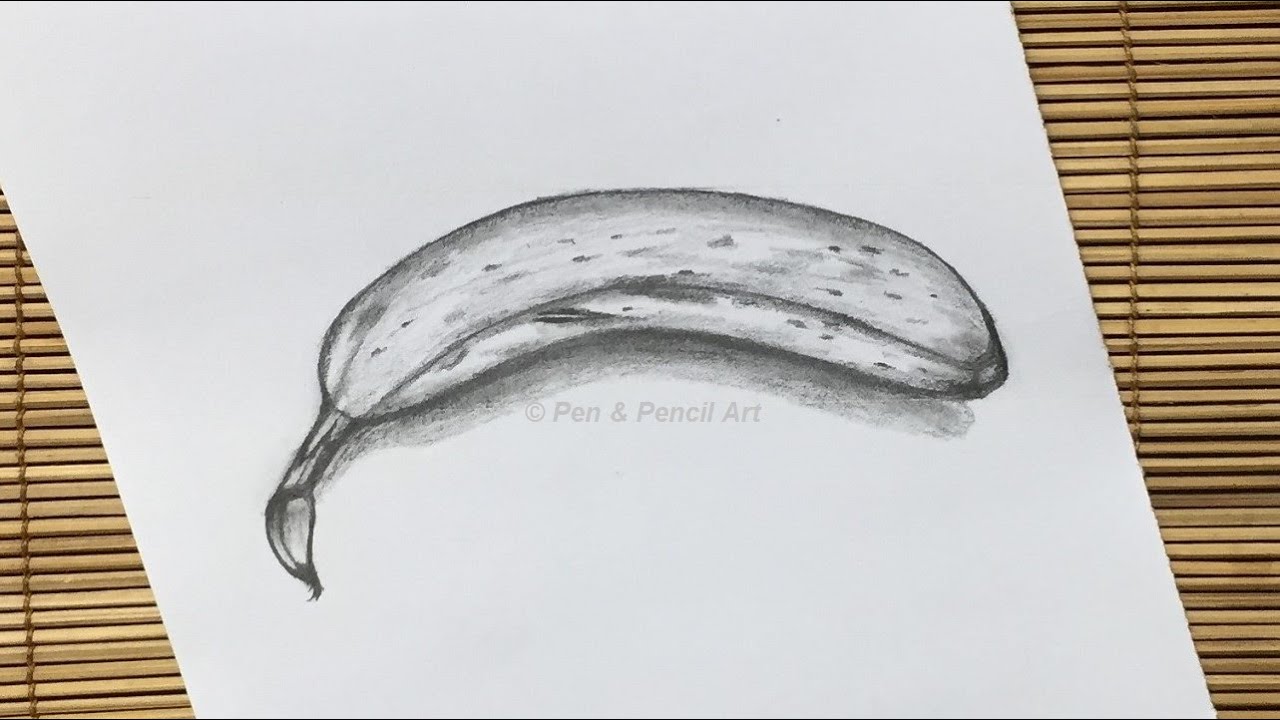Drawing of a peeled banana - SuperStock