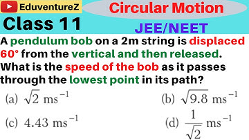 A pendulum bob on a 2m string is displaced 60°from the vertical and then released. What is the speed