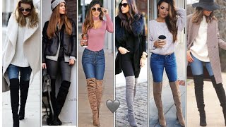 OUTFITS CON BOTAS LARGAS OTOÑO INVIERNO BOTAS MODA MUJER - YouTube