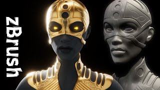 ZBrush Tutorial: Creating a High-Res Gold Mask/Armor (Beginner Friendly)