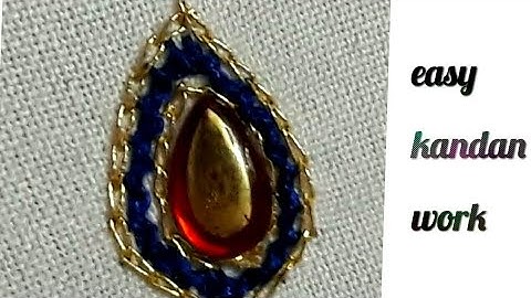 Kundan work in aari 5 chain and zig zag stitch,(kata stitch) easy filling method for beginners