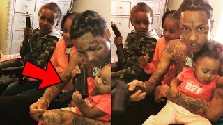 Rapper Kyyngg Lets His Kids Hold Guns On Ig