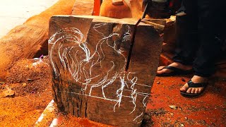 Process 30 Hours Carving This Out of An Ancient Tree Log // Sculpture Woodworking Monolithic Redwood