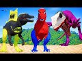 Spiderman Chooses T-Rex Side in Batman Spinosaurus vs. Joker Indoraptor: Epic Dino Showdown!