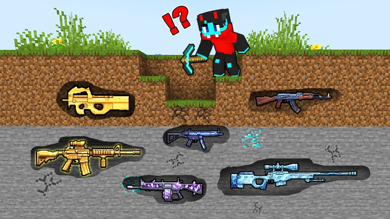i FOUND Buried OP GUNS in Minecraft!