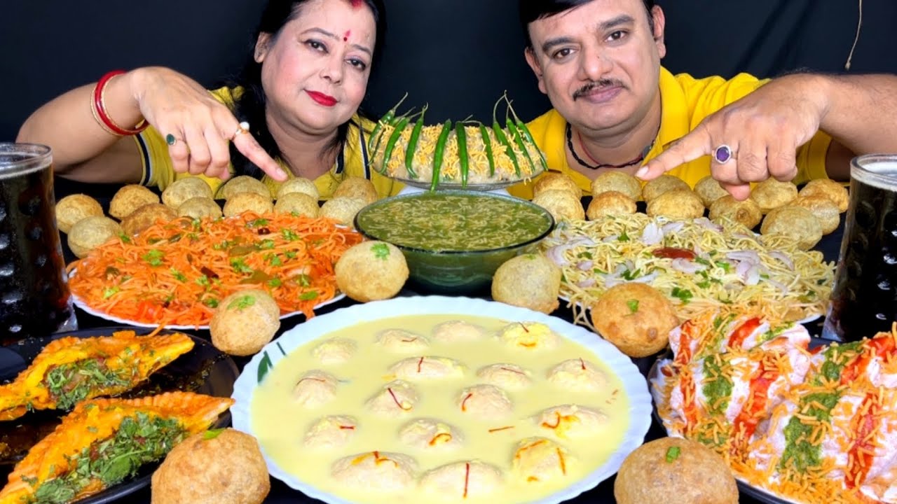 10 sec DESI RASMALAI SPICY🔥PANIPURI CHAAT CHOWMEIN SCHEZWAN NOODLES SAMOSA PAKORA ETNG CHALENGE#food