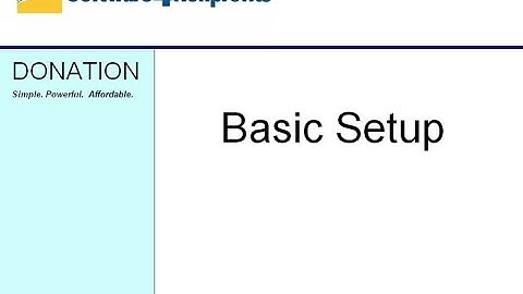 DONATION Basic Initial Setup